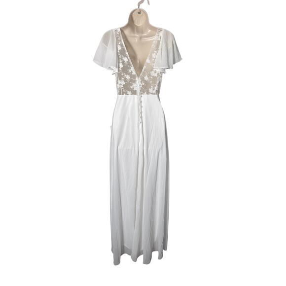 NWT Lulus Beautiful Perfection White Flutter Sleeve Embroidered Maxi Dress Sz S - Picture 4 of 13